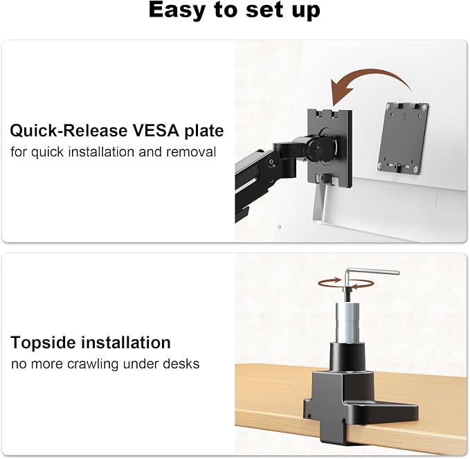 Dual Monitor-Arm Heavy-Duty for 17-49-inch Screens - Premium Vertical Stacked Dual Monitor Arm Desk Mount for Ultrawide Screens up to 44lbs, Fully Adjustability, VESA 75/100 mm, Black