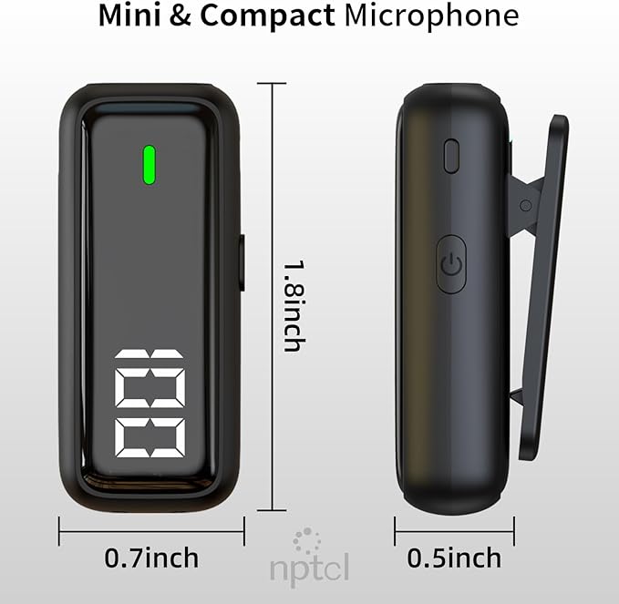 NPTCL Wireless Lavalier Microphone for iPhone Android Phone - USB Type C Mini Microphone with 24H Charging Case Noise Reduction for Video Recording Vlog YouTube TikTok