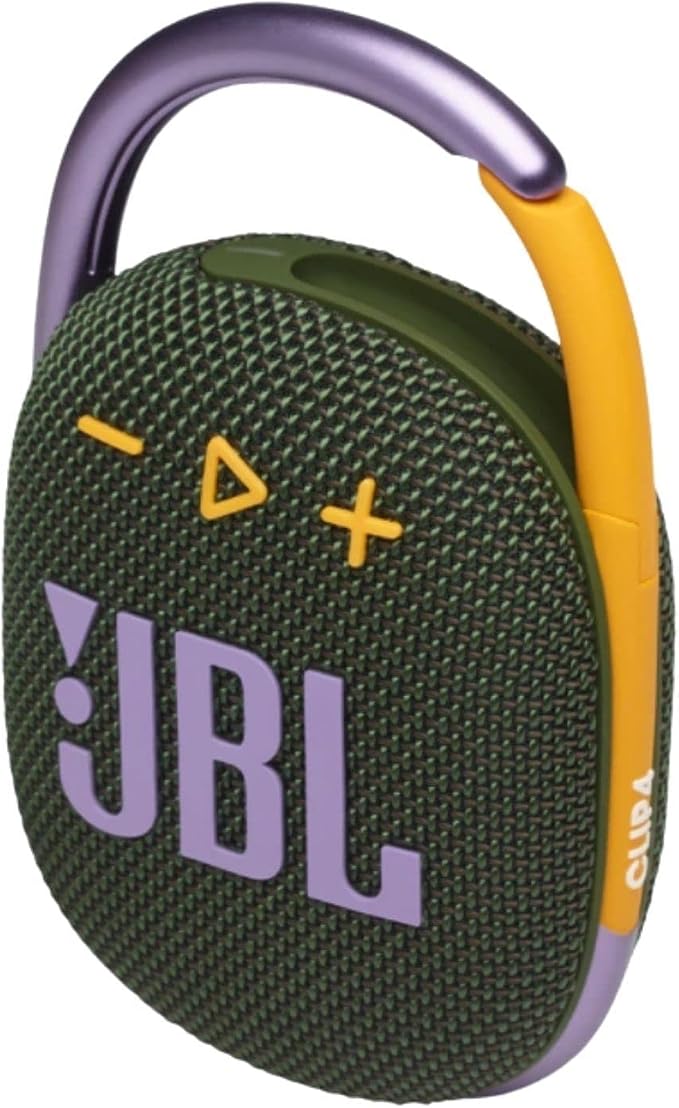 JBL Clip 4: Portable Speaker with Bluetooth, Built-in Battery, Waterproof and Dustproof Feature - Green (Renewed)