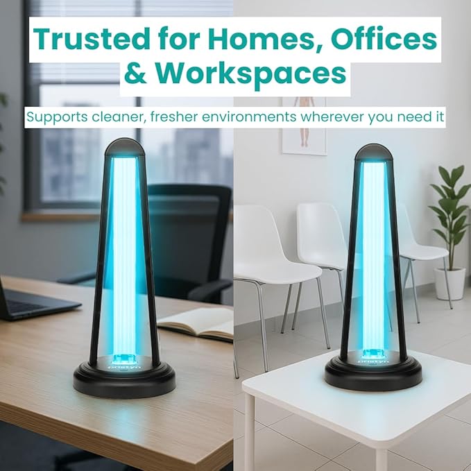 AirShield+ UV Light Sanitizer for Whole Room, UVC Lamp with Remote Control, 3 Timer Settings & Auto Safety Shutoff, Spare Bulb Included, Portable Ultraviolet Light for Home & Office