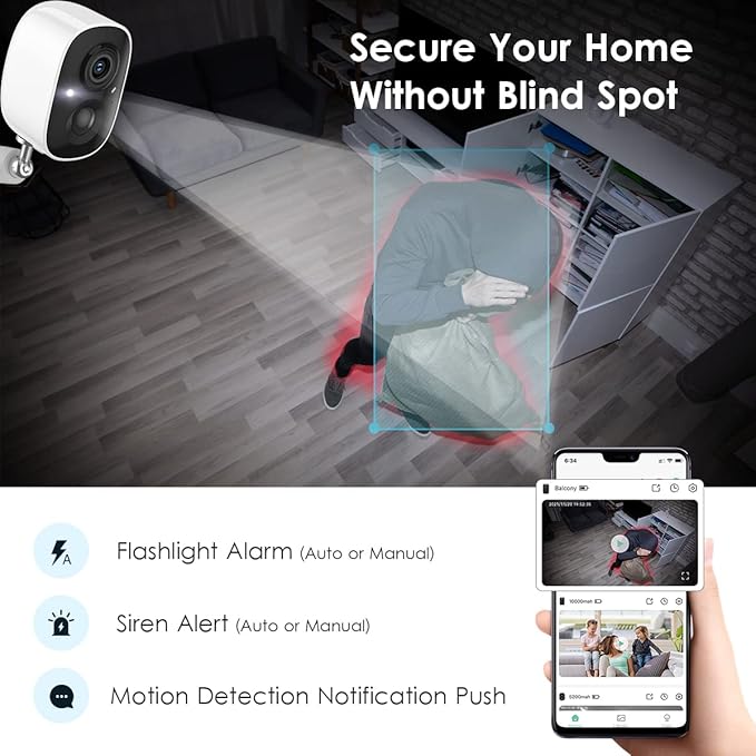 GMK Solar Security Cameras Wireless Outdoor, with Solar Panel 2K Color Night Vision Motion Detection 2-Way Talk Battery Powered WiFi Home Indoor Camera IP65 Weatherproof Cloud/SD Storage 2-Pack