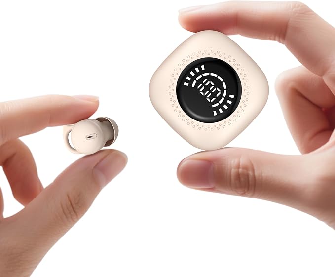 Sleep Headphones, Invisible Sleep Earbuds for Side Sleepers, Small Noise Blocking Sleep Earphones, Bluetooth 5.3 Tiny Hidden Earbuds for Work,Sleeping (Beige)