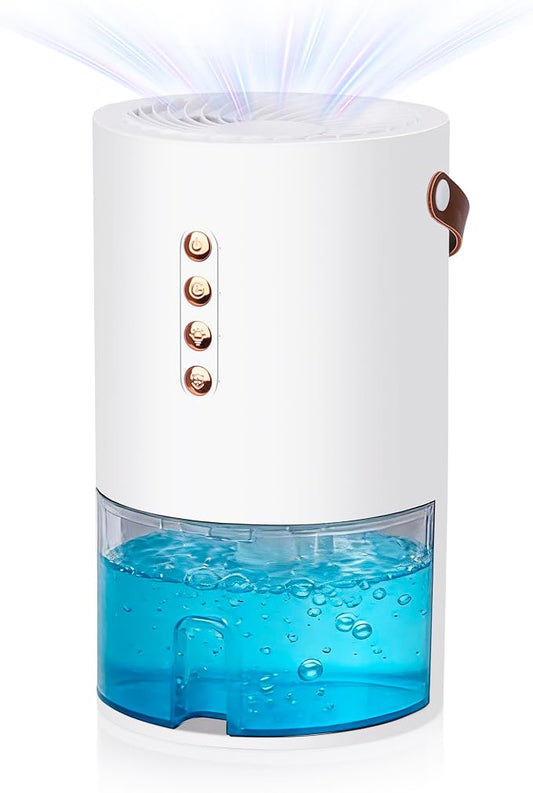 Dehumidifier for Home, 60 Oz | Small Portable Design, For Basement, Bedrooms, Bathrooms, Closets, RVs, Automatic Shut-off, Color Indicator Lights
