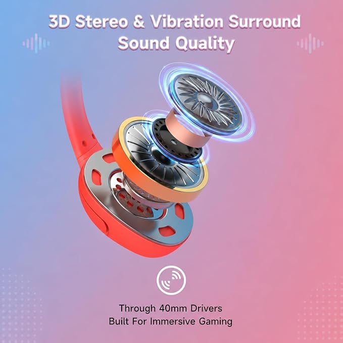 AOC Gaming Headset for Nintendo Switch 2/OLED/Lite, Wired Gaming Headphones with Mic, 3.5mm Stereo Gaming Headset with Noise Cancelling Microphone for PS5, PC, Fortnite(Red/Blue)
