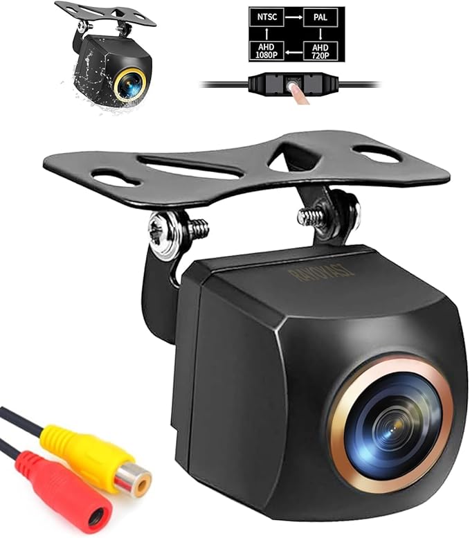 Car Backup Camera, 1080P AHD/CVBS Dual Format with CCD Sensor, 170° Ultra Wide Angle Fisheye Lens, 0.01 lux Night Vision, IP68K Waterproof & Dustproof 12-24V, for Truck SUV RV Van (JD1080P)
