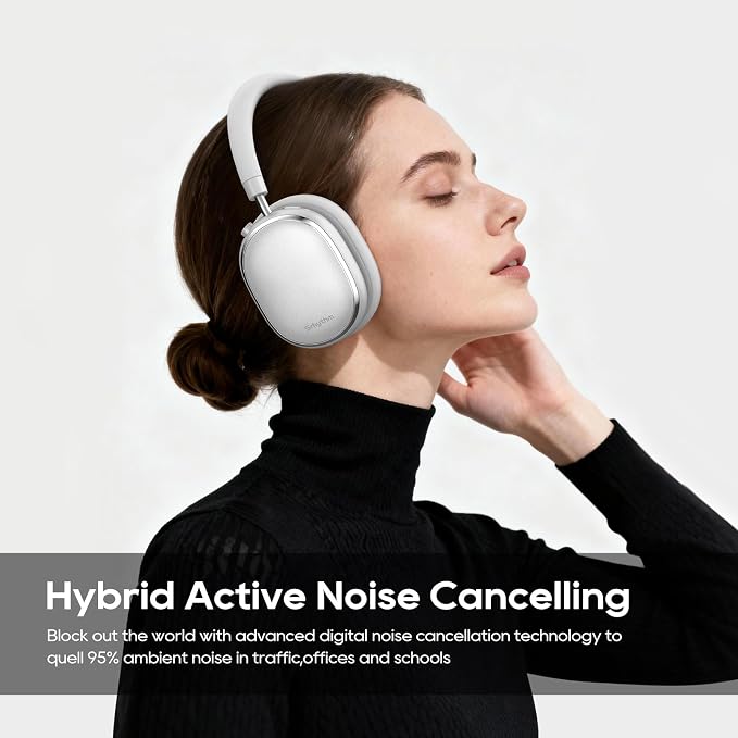 Srhythm NiceComfort 95 Hybrid Noise Cancelling Headphones Wireless | Bluetooth with Transparency,ENC,HD Sound,Slim Headphones Lightweight