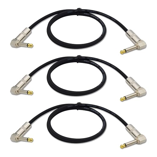 Guitar Cable 3 ft Instrument Cable 1/4 Inch Right Angle Guitar Patch Cables AMP Cord for Electric Guitar,Bass Keyboard,Pro Audio Black,Pack of 3