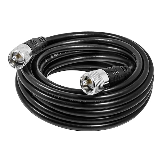 CB Antenna Cable, RG8x Coax Jumper, 25 ft UHF Male to Male Low Loss CB Coaxial Cables, 50 Ohm for HAM Radio, Antenna Analyzer, Dummy Load, SWR Meter