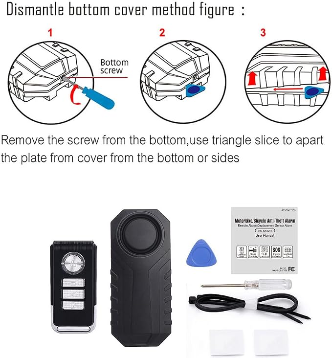 Mengshen 3 Pack Bike Alarm Anti-Theft Burglar Security Sensor for Motorcycle Scooter Trailer Bicycle Door Window Car Electric Scooter IP65 Waterproof 113dB Loud