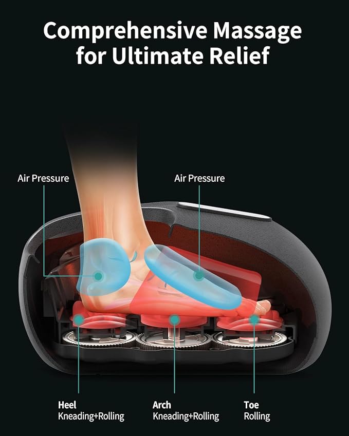 Nekteck Shiatsu Foot Massager Machine with Heat for Plantar Fasciitis, Neuropathy Pain, Remote APP Control, Deep Kneading, Air Compression, Gifts for Mom Her Him, Fits up to 13"