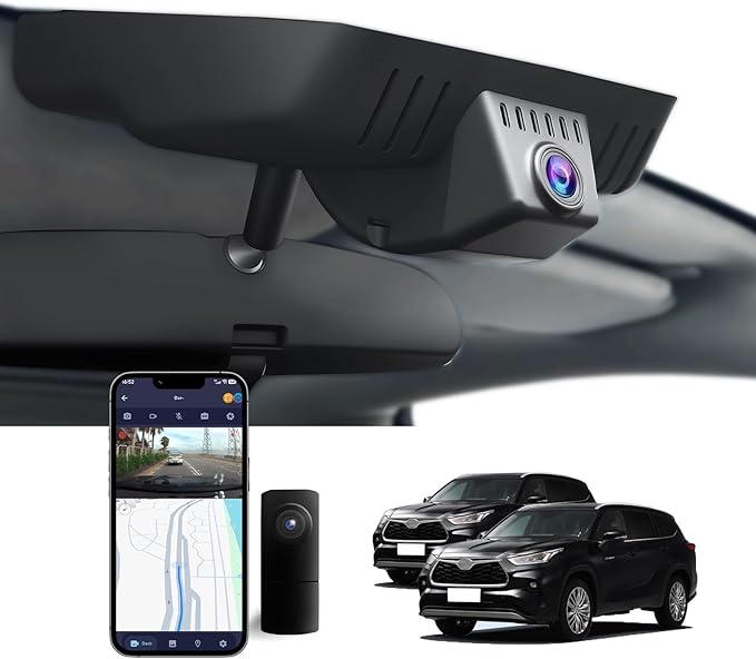 Dual Channel 4K & 1080P Dash Cam for Toyota Highlander 2020-2026 LE Limited L XLE XSE Platinum UX70 (Gen4), OEM Factory Look,WiFi & APP, G-Sensor, Loop Recording, Plug & Play, 128GB Card