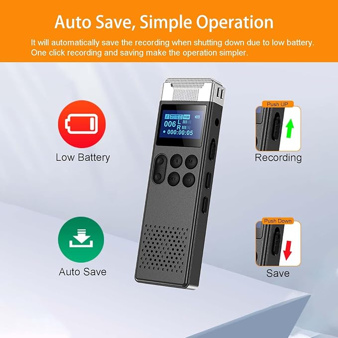 160GB Digital Voice Recorder with Playback Voice Activated Recorder for Lectures Meetings Interviews Portable Sound Audio Recorder Recording Device with Built-in Speaker A-B Repeat MP3 Player