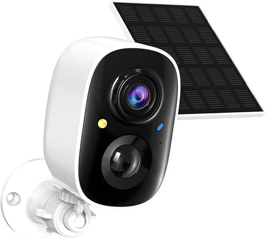 2K FHD Smart Wireless Security Camera Indoor/Outdoor,Solar Powered WiFi Camera with Color Night Vision, Motion Detection, 2-Way Audio, Weatherproof, Cloud/SD Storage for Home Security (2.4GHz Only)