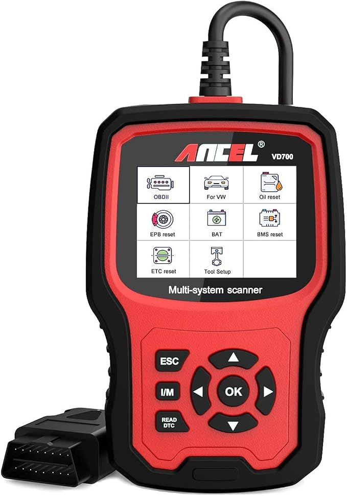 ANCEL VD700 OBD2 Scanner for VAG Vehicles Oil TPMS EPB TPS SAS Reset Injector Adaption DPF Scan Tool with ANCEL BST200 12V 100-1100 CCA Car Battery Load Tester