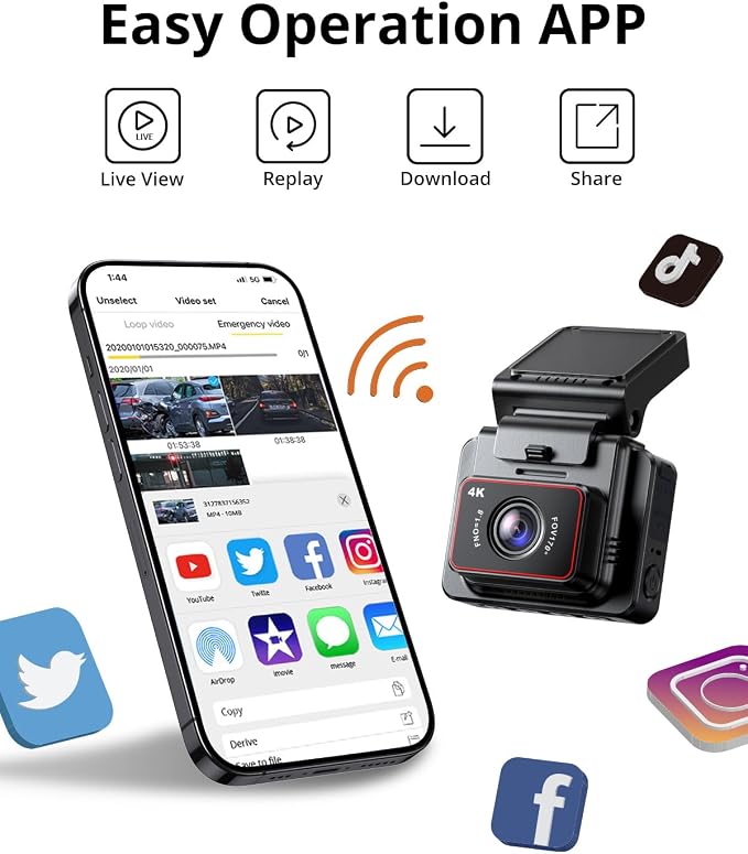 Kingslim D5-4K Dash Cam with WiFi - Front Dash Camera for Cars with GPS and Speed, Sony Night Vision, Support APP and 256GB Max