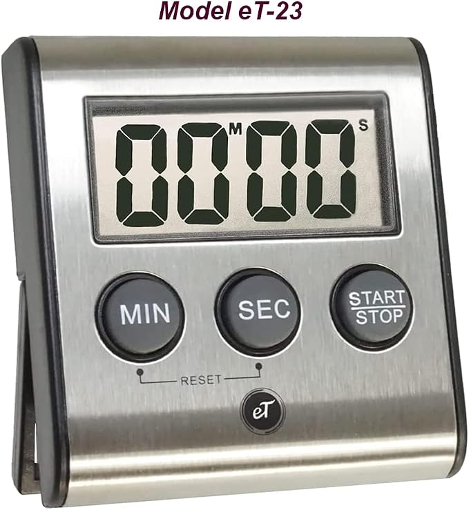 eTradewinds Elegant Digital Kitchen Timers 2 Pack Bundle Featuring Stainless Steel Models eT-23 and Model eT-78, Auto Shutoff Auto Memory
