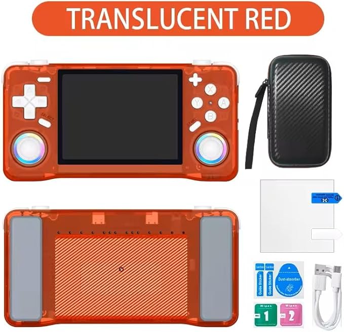 Retro Handheld Game Console - Open Source Linux System, 3.5-inch Full-Lamination Screen, 18000+ Classic Games, 4000mAh Battery Portable Handheld (Translucent Red)