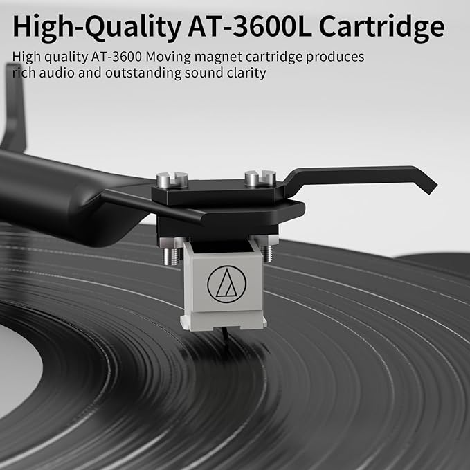 FEKTIK Record Player with Magnetic Cartridge, Bluetooth Belt Drive Vinyl Turntable High Fidelity System with 36 Watt Bookshelf Speakers, Built-in Phono Preamp, USB Recording and Auto Stop