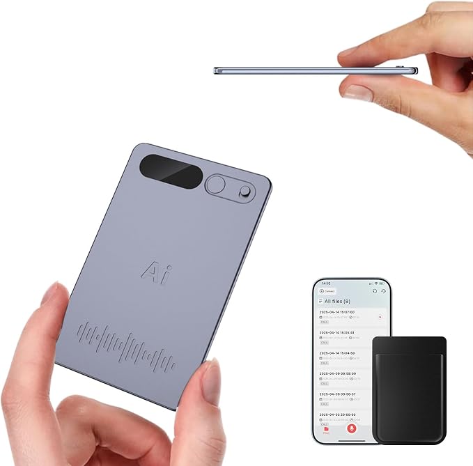 Voice Recorder with Black Case, AI Powered Transcription & Summary, Multiple Language Support, App Control, 64GB Storage, Meeting Friendly