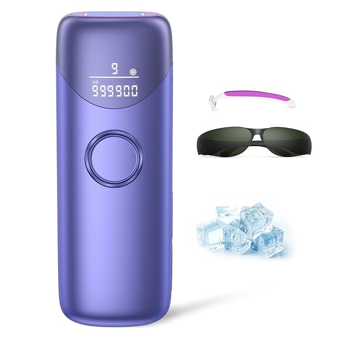 Laser Hair Removal Ubroo IPL Hair Removal Device with 5℃ Ice Cooling,Hand-held Hair Removal Device Laser Hair Removal for Women and Men,Reduce Hair Regrowth,Full Body Use(Purple)