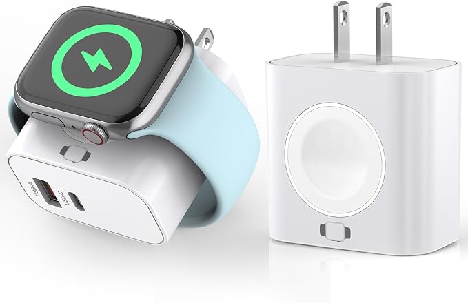 for Apple Watch Charger,Wireless Magnetic for Apple Watch Charging,2Pack 23W Dual Port(USB-C+USB-A)Fast Wall Charging Block Travel Plug iWatch Charger for iWatch 11/Ultra/SE/10/9/8/7/6,iPhone 17/16/15