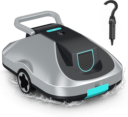 Robotic Pool Cleaner, Cordless Pool Vacuum for Above Ground & Inground Pools, 200mins Runtime Automatic Pool Vacuum Robot for Leaves & Dirt, Powerful Suction up to 2500 sq.ft, Self Parking-Teal