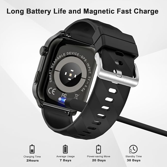 Smart Watch for Men Women with Built-in GPS, Answer/Make Calls, 2.01" Smartwatch for iPhone/Android Phones, Fitness Watch with 110+ Sports Modes Heart Rate/Sleep Monitor, 1 ATM Waterproof (Black)