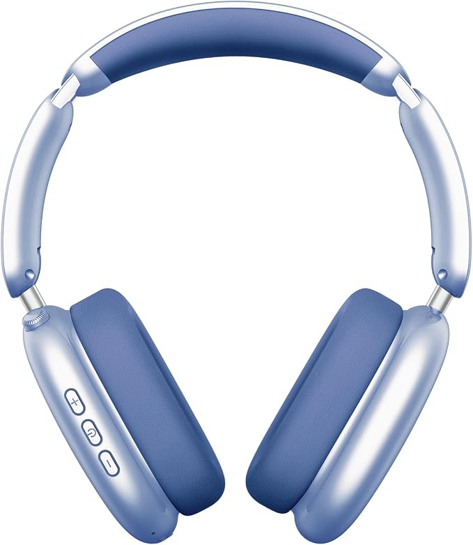 Wentronic Y02 Active Noise Cancelling Headphones, Wireless Over-Ear Bluetooth 5.4 Headphones with Microphone, 60H Playtime, Hi-Res Audio, Big Bass, Foldable Lightweight for Travel Home Office, Blue