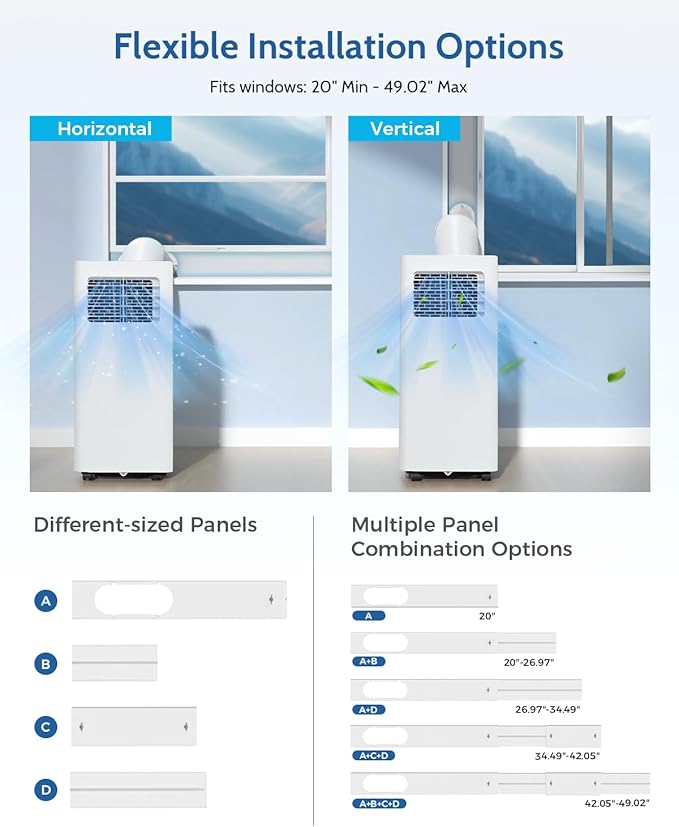 Feelfunn 14,000 BTU Portable Air Conditioners - 3-in-1 Portable AC Unit Cools Up to 750 Sq.Ft., with App/Wifi/Remote Control, Dehumidifier & Fan Modes, Window Mounting Kit, Ideal for Bedroom, Dorms