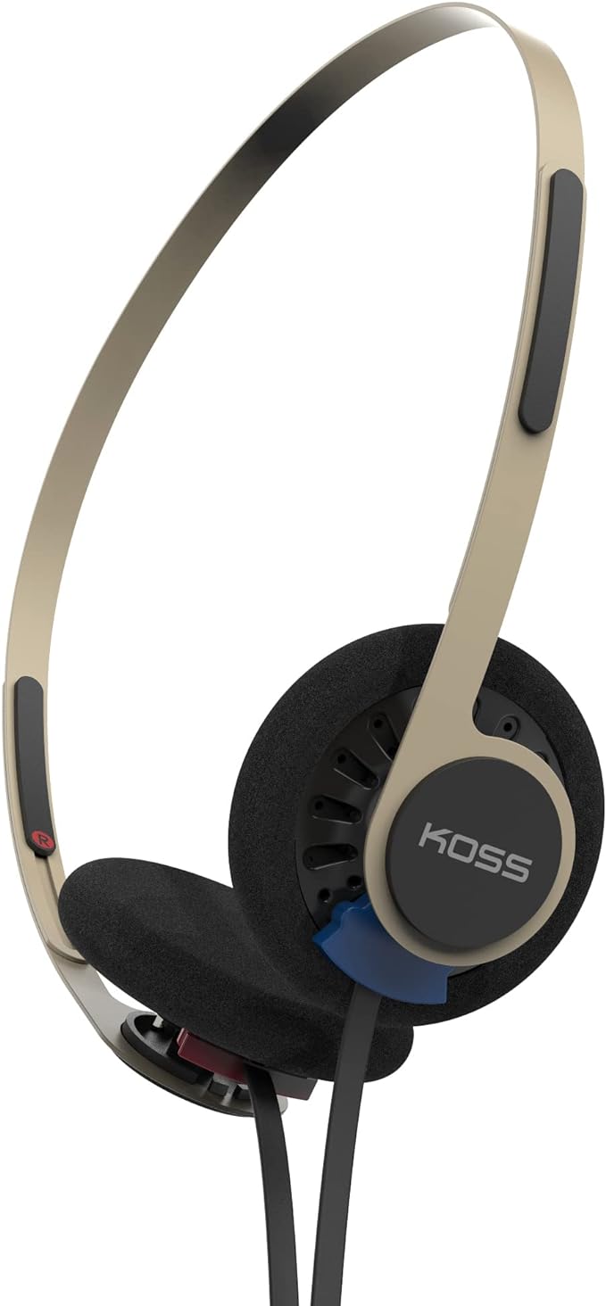 Koss KPH40 Utility On-Ear Headphones, Detachable Interchangeable Cord System, Ultra Lightweight Design (Rhythm Beige)