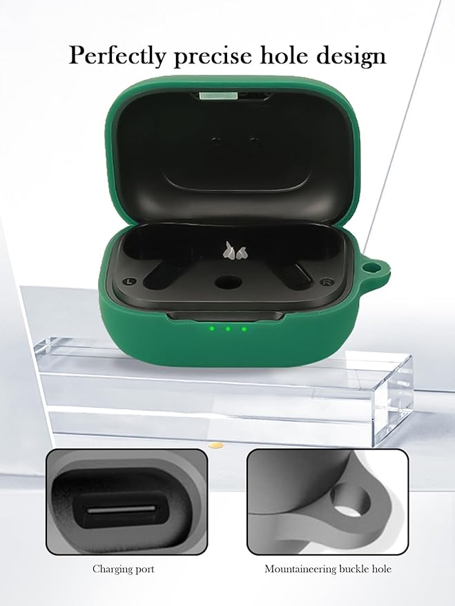Silicone Case Compatible with EarFun Air Pro 4 with Keychain,Cleaning Kit and Lanyard, Soft Protective Shockproof Cover for EarFun Air Pro 4（2024）-Green