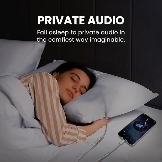 Avantree Slumber B - Sleeping Pillow Headphones for Side Sleepers, Wired Pillow Speaker with Low-Volume Audio, No Charging Needed, Comfortable Design, USB-C & AUX for Podcasts & Audiobooks