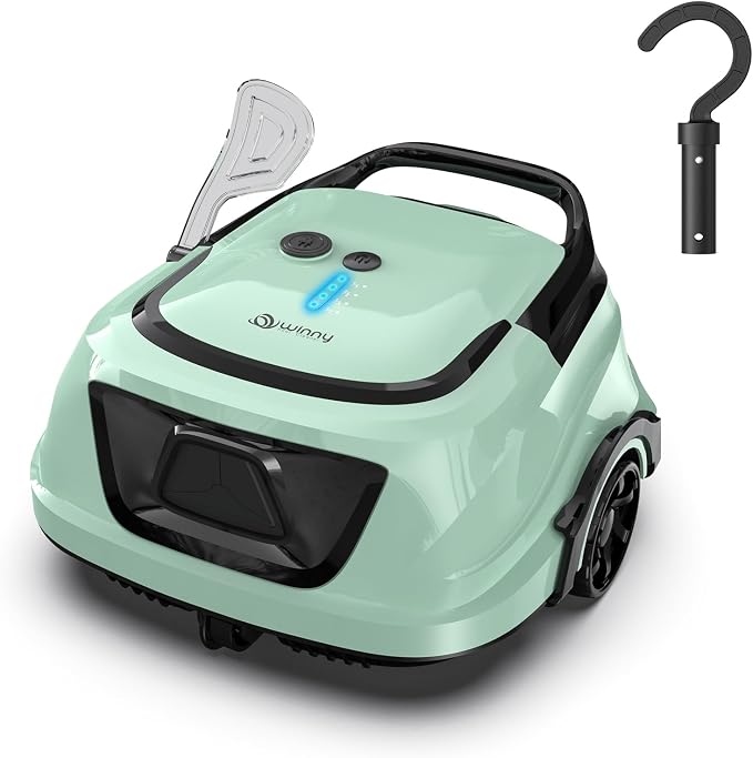 2026 Cordless Robotic Pool Vacuum for Above Ground Pools, Automatic Pool Cleaner Featuring Powerful Suction, LED Status Light & Dual‑Layer Filters, 2.5‑Hour Rapid Charging, Self‑Parking.Green