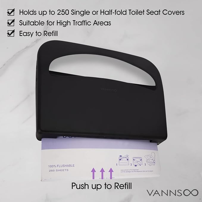 Black Soap Dispenser and Toilet Seat Cover Dispenser