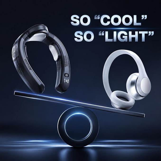 Portable Neck Fan Air Conditioner,2026 Wearable Neck Cooler with 3 Cooling Plates,4739 sq mm Cooling Area,3D Airflow,6000mAh USB-C Rechargeable Personal Fan,Quiet Cooling Fan for Travel Office Outdoor