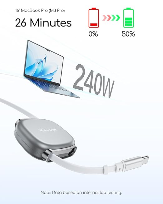 240W USB C to USB C Cable,PD 3.2 Retractable USB C Cable with Magnetic Slot for Travel,Car,5 Preset Length,Fast Charging for iPhone 17/16/15,iPad,MacBook,Galaxy S25/24,Grey,3.3ft,2pack