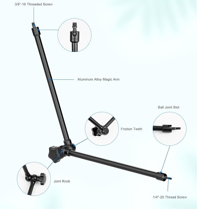 Mippko Microphone Stand Holder,21.5" Long Flexible Adjustable Magic Arm Super Crab Clamp Mic Clip 3/8"-16 to 5/8"-27 Adapter Mount,Compatible with Shure/Fifine /AT2020 /Pyle/Blue Snowball/Razer