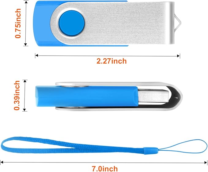 Bulk USB Flash Drive 1GB Thumb Drives 10 Pack, Portable USB Storage Flash Drive Memory Stick Jump Drives Office Supplies, Swivel Photo Stick Memoirs Pendrive for Data Transfer and Backup
