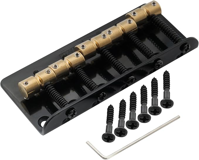 Wilkinson WBBC5 18mm 5-String Bass Bridge Brass Saddles for Precision Jazz Bass, Black