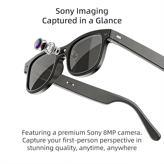 Smart Safety AI Glasses, 4K Camera with Video Recording, Bluetooth 5.0, Enhanced Audio & Noise-Canceling Mics, AI Object Detection & Real-Time Translation for Business, Outdoor(G3)