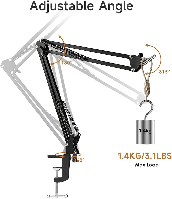 For Elgato Wave 3 Boom Arm, Mic Stand Compatible with Elgato Wave 3 Razer Seiren X Shure SM7B MV7 HyperX QuadCast S SoloCast AT2020 Blue Yeti Fifine AM8 K669B and Other Microphone