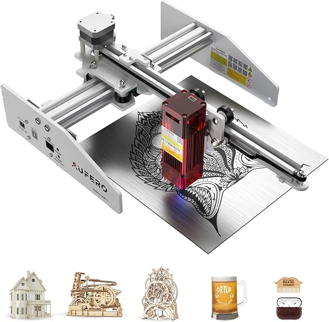 Laser 1 Laser Engraver, 5W Short Focus Laser Module LU2-4-SF, 7.1x7.1 Inch Area, Pre-Assembled, USB, Beginner Friendly for Wood Leather Acrylic