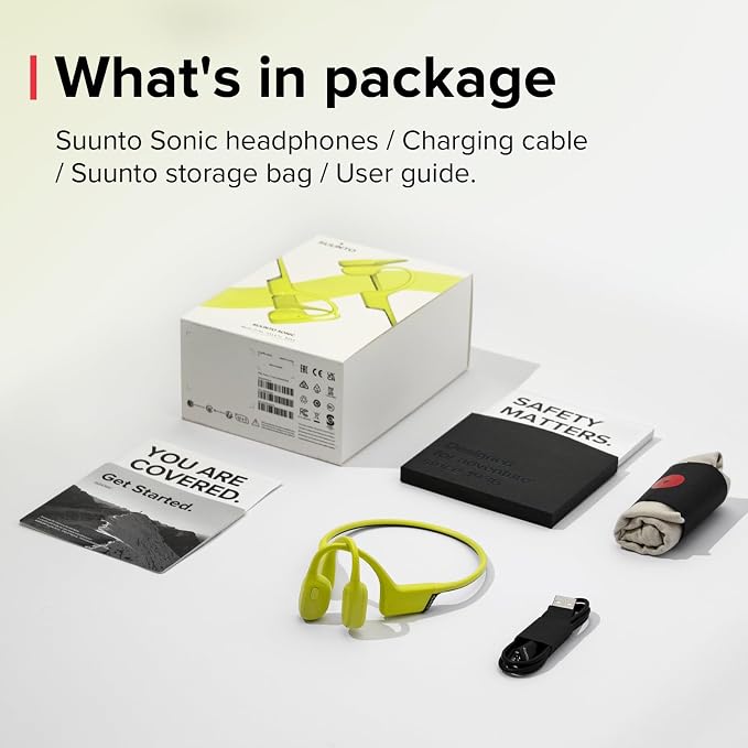 SUUNTO Sonic Open-Ear Bone Conduction Sports Headphone, Bluetooth Wireless Headset w/Enhanced Bass & Multipoint Connection, 10H Playtime w/Fast Charging, Built-in Dual Mics, Waterproof & Lightweight