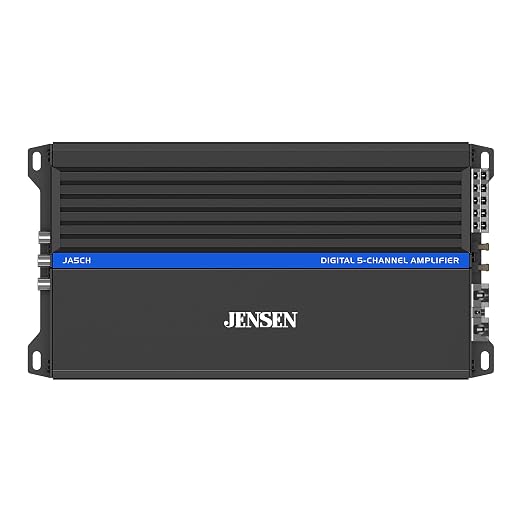 JENSEN JA-Series JA5CH High-Performance Class-D 5-Channel Car Audio Amplifier | 1,500 Watts Peak Power | Efficient Compact Design | CTA-2006-D Certified | Bridegeable