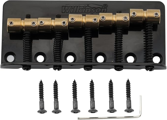 Wilkinson WBBC5 18mm 5-String Bass Bridge Brass Saddles for Precision Jazz Bass, Black