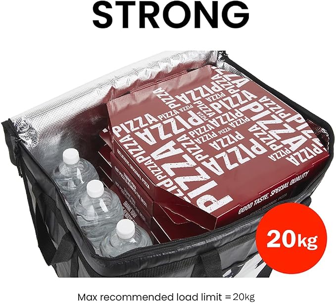 NZ home Insulated Bags for Food Delivery (3XL) Grocery Shopping Cooler Bag, Pizza Delivery, Hot & Cold Catering Tote, Reusable, Foldable & Heavy Duty (10 Pack, Black)