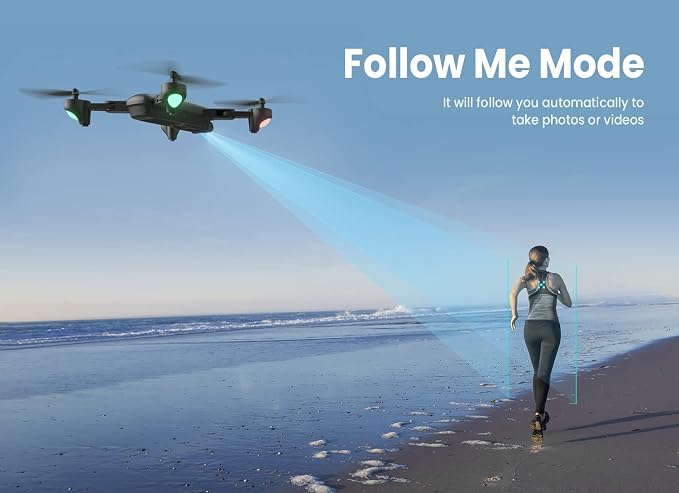UranHub Drone with Camera 4K UHD for Adults, GPS Foldable FPV RC Quadcopte for Beginners with 2 Batteries, Auto Return, Follow Me, Gesture Control, Point of Interest, Waypoints, Black