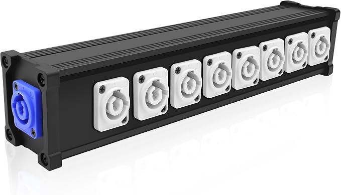 XMSJSIY PowerCon Input to Powercon Output Splitter 1 to 8 Power Distribution Box 8 Channel Multi 1 in 8 Way Out PowerCon Center for LED Screen Beam Moving Head Light, Stage Light Power and More