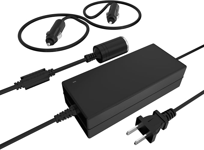 12V 5A Car Power Adapter ，Power Adaptor Plugs into Outlets，Power Supply Adaptor for Coleman Thermoelectric Hot/Cold Cooler，for Camping Home Office Dorm or Vehicle Use，with Male to Male Extension Cord