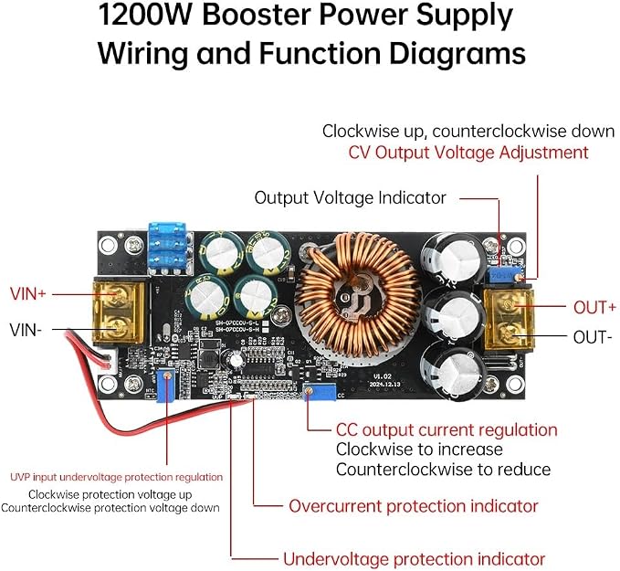 1200W Voltage Converter,Aideepen 20A Boost Converter Voltage Regulator DC-DC Boost Converter Car Step-up Power Supply Module Adjustable Voltage Converter 14V-85V to 14-120V